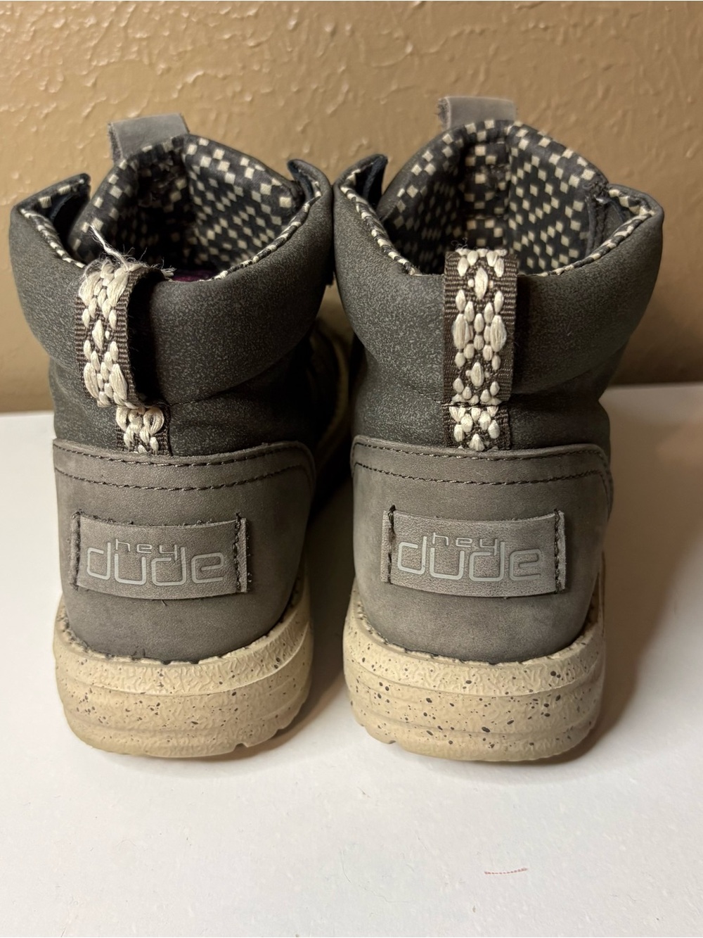 Hey Dude Kids Olive Gray High-Top Boots with Cream Sole - Picture 4 of 6